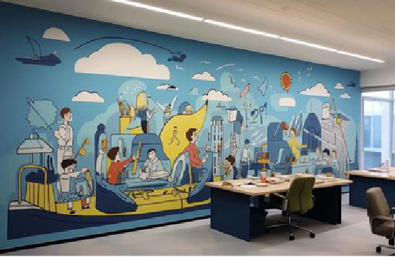 武平办公室墙绘的特点。